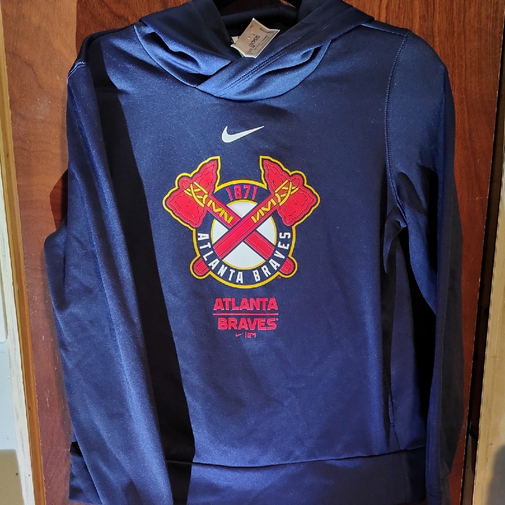 Nike  Atlanta Braves Navy Hooded Pullover